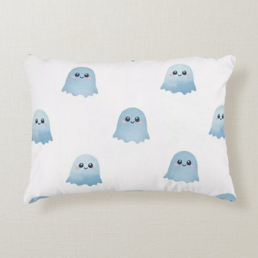Waterverf Boo Ghost Brushed Polyester Stof Accent Kussen (Voorkant)