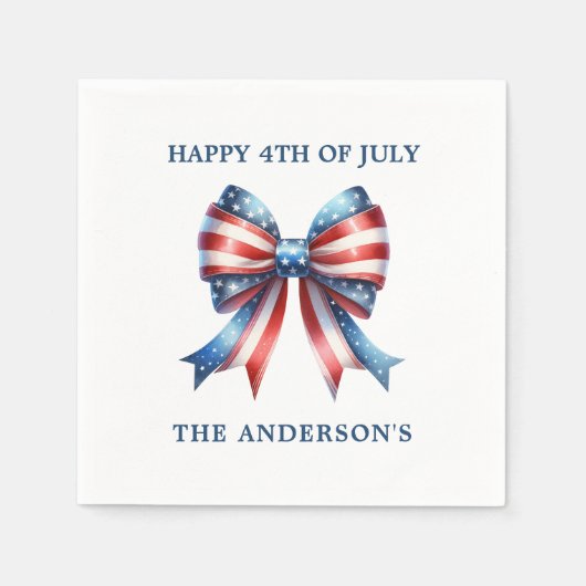 Waterverf  boog Amerikaanse vlag 4 juli Servet (Voorkant)