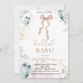 Waterverf Boog Blauwe Vlinder Stippen Baby Shower  Kaart (Voorkant)