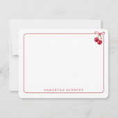Waterverf boog en kersen rode rand aangepaste naam notitiekaartje (Voorkant)