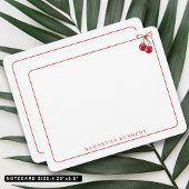 Waterverf boog en kersen rode rand aangepaste naam notitiekaartje