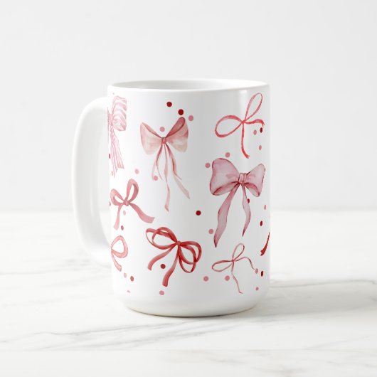 Waterverf Boog Mok in Rood en Pinks (Voorkant links)