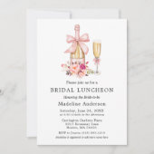 Waterverf Boog Roze Rozen Bruiloft Luncheon Kaart (Voorkant)