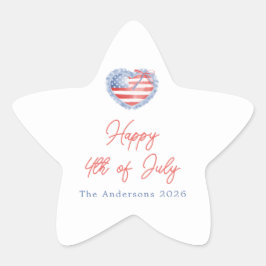 Waterverf Boogjes Preppy 4 Juli Ster Sticker