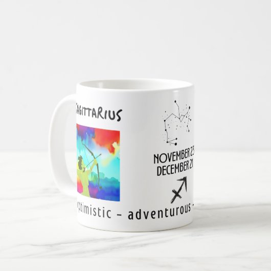 waterverf Boogschutter zodiac en kenmerken Koffiemok (Voorkant links)