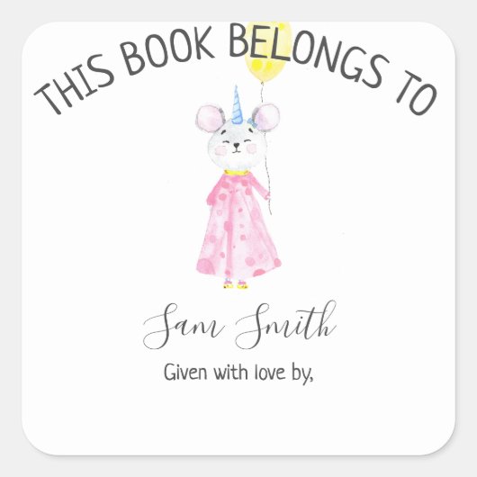 Waterverf - Bookplaat Vierkante Sticker (Voorkant)