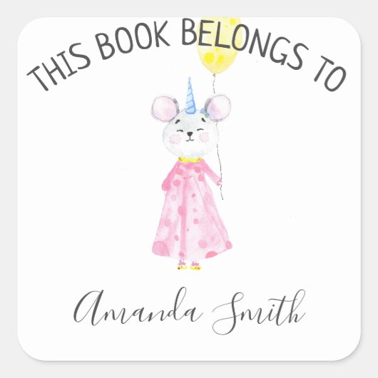 Waterverf - Bookplaat Vierkante Sticker (Voorkant)