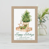 Waterverf Boom Calligrafie Ink Kraft Minimalist Feestdagenkaart (Staand voorkant)