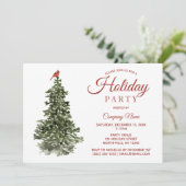 Waterverf boom en kardinaal feestdag kaart (Staand voorkant)