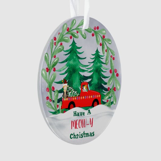 Waterverf Boom en katten Ornament (voorkant)