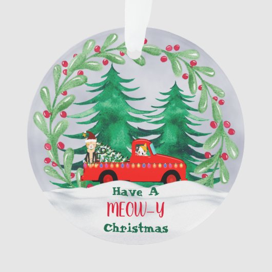 Waterverf Boom en  katten Ornament (voorkant)