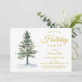 Waterverf Boom en Lichten Corporate Holiday Party Kaart (Staand voorkant)