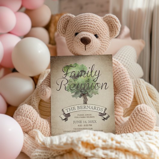 Waterverf Boom  gezinshereniging Uitnodiging