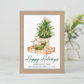 Waterverf Boom Kraft Calligraphy Green Ink Script Feestdagenkaart (Staand voorkant)