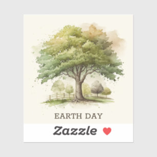 Waterverf boom. Milieubescherming en ecologie op d Sticker
