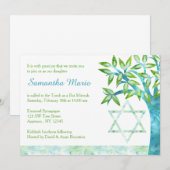 Waterverf Boom van het leven Blauwgroen Groen Bat  Kaart (Voorkant / Achterkant)