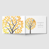 Waterverf Boom Water Drops Monogram Bruiloft Gastenboek (Volledig)