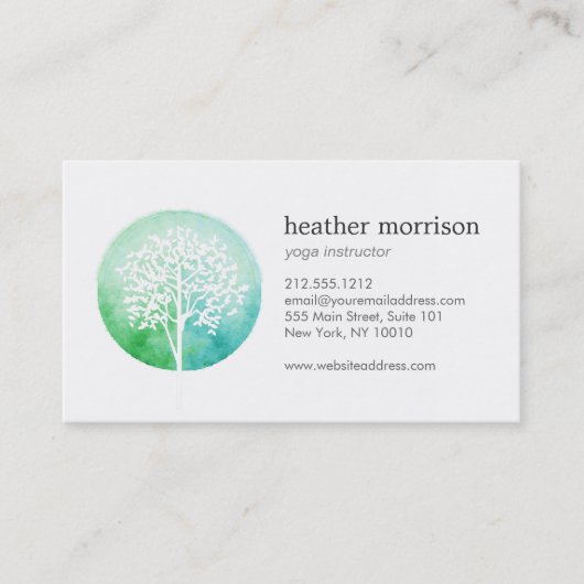 Waterverf Boom Yoga Instructeur Visitekaartje (Voorkant)
