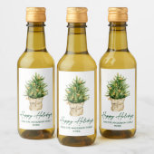 Waterverf Boomkalligrafie Ink Vakantie Mini Wijn Etiket (Flessen)