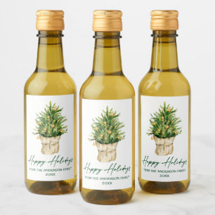 Waterverf Boomkalligrafie Ink Vakantie Mini Wijn Etiket