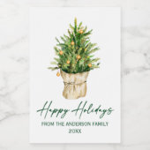 Waterverf Boomkalligrafie Ink Vakantie Mini Wijn Etiket (Enkel label)