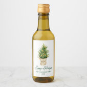 Waterverf Boomkalligrafie Ink Vakantie Mini Wijn Etiket (Voorkant)