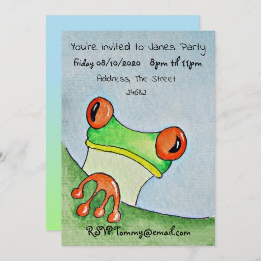 Waterverf boomkikker kaart (Voorkant / Achterkant)