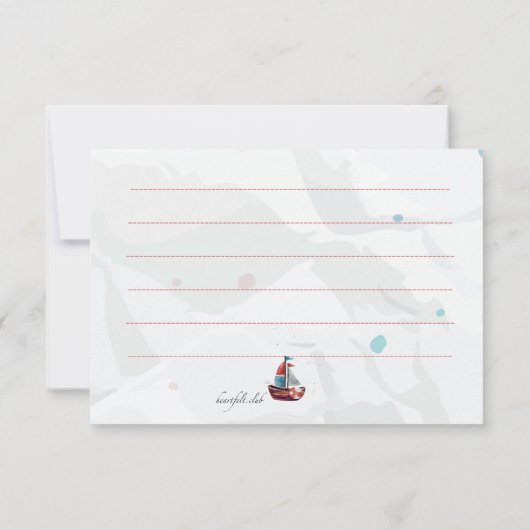 Waterverf Boot Dank u kaart (Achterkant)