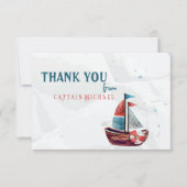 Waterverf Boot Dank u kaart (Voorkant)