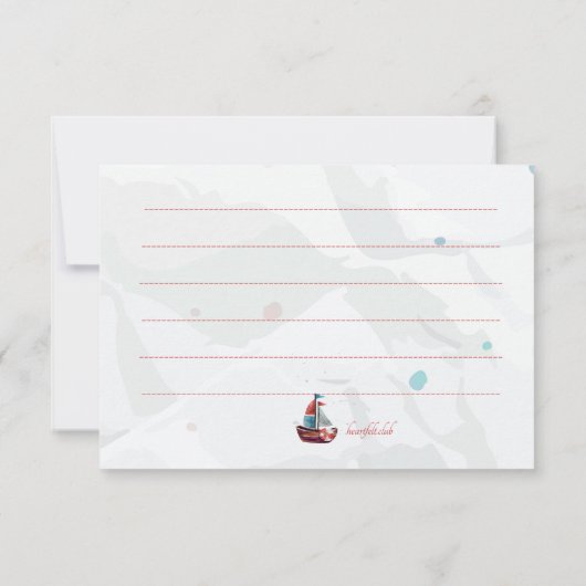 Waterverf Boot Dank u kaart (Achterkant)