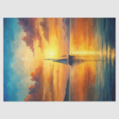 Waterverf  boot in het zee zonsopgang tissuepapier (Voorkant)