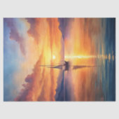 Waterverf  boot in het zee zonsopgang tissuepapier (Voorkant)