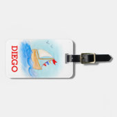 Waterverf boot kinder ID bagagelabel (Voorkant horizontaal)