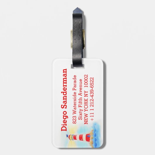 Waterverf boot kinder ID bagagelabel (Achterkant verticaal)