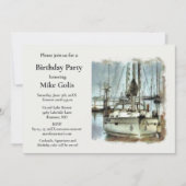  Waterverf boot Mannen verjaardag Kaart (Voorkant)