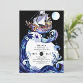 Waterverf Bootavontuur Pirate Verjaardag Kaart (Staand voorkant)