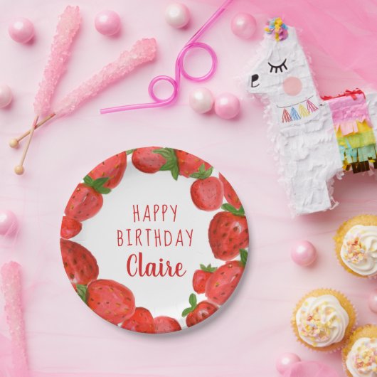 Waterverf Bord aardbeipapier (Feest)