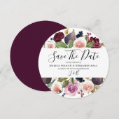 Waterverf Bordeaux Bloem Afighessnoer Bruiloft Save The Date (Voorkant / Achterkant)