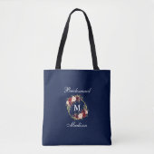 Waterverf bordeaux bloem blauwe bruidsmeisje tote bag (Voorkant)