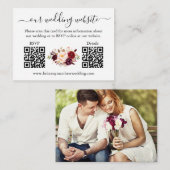 Waterverf bordeaux bloem foto 2 QR RSVP details Informatiekaartje (Voorkant / Achterkant)