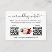 Waterverf bordeaux bloem foto 2 QR RSVP details Informatiekaartje (Voorkant)