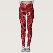 Waterverf bordeaux bloemmotief  leggings (Voorkant)