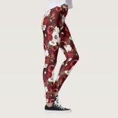 Waterverf bordeaux bloemmotief  leggings (Rechts)