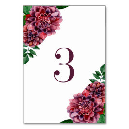 Waterverf bordeaux. Dahlias bruiloft Kaart