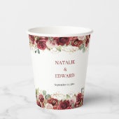 Waterverf bordeaux en blozen rozen eucalyptus papieren bekers (Achterkant)