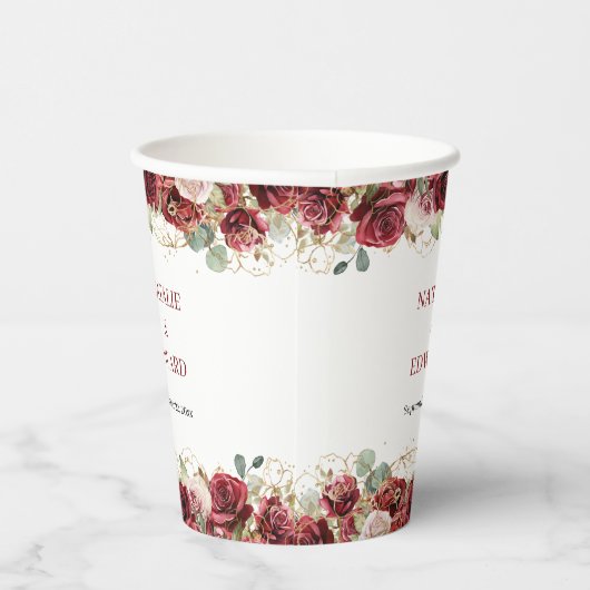 Waterverf bordeaux en blozen rozen eucalyptus papieren bekers (Rechts)