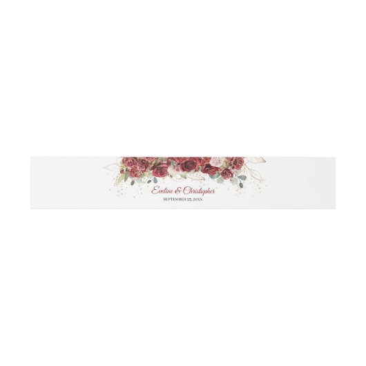 Waterverf bordeaux en blozen rozen eucalyptus uitnodigingen wikkel (Vlak)
