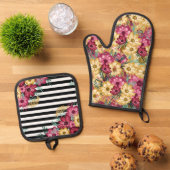 WATERVERF BORDEAUX EN GELE DAISY FLOWERS OVENWANT & PANNENLAP SET (Top down)