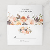 Waterverf bordeaux, gouden en blozen bruiloft plaatskaartje (Buitenkant ongevouwen)
