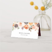 Waterverf bordeaux, gouden en blozen bruiloft plaatskaartje (Achterkant)